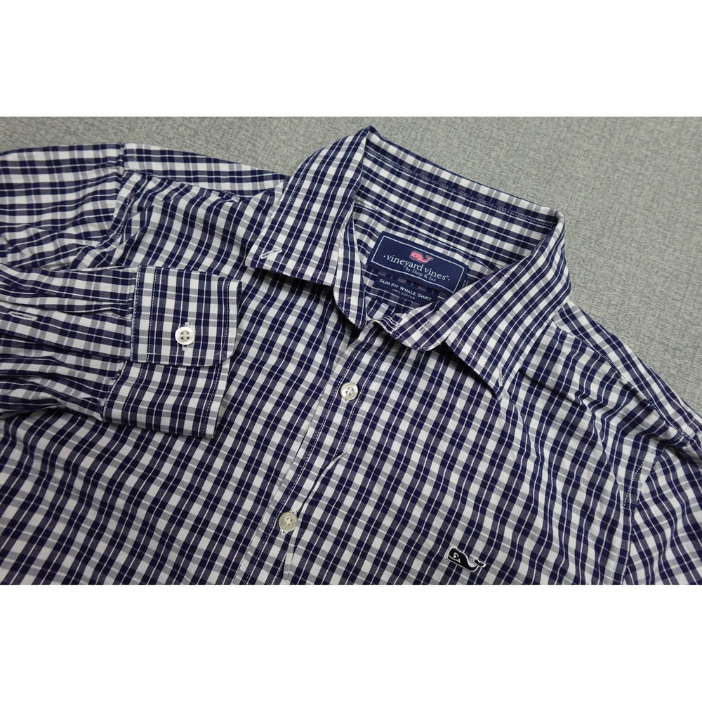 Vineyard Vines Whale Shirt Mens Medium Blue Slim Fit Long Sleeve Button Up